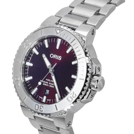 Oris Aquis Date Relief Stainless Steel Red Dial Automatic Diver's 01 733 7730 4158-07 8 24 05PEB 300M Men's Watch