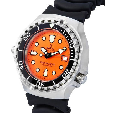 Ratio FreeDiver Helium Safe Sapphire Quartz Orange Dial 1038EF102V-ORG Men's 1000M Watch