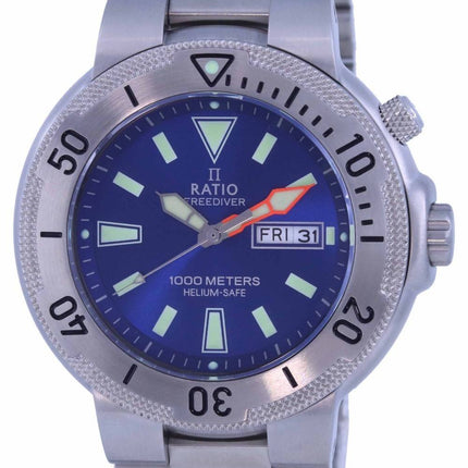 Ratio FreeDiver Blue Dial Stainless Steel Quartz 1050MD93-12V-BLU 1000M Mens Watch