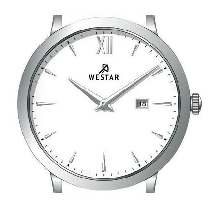 Westar Profile Leather Strap White Dial Quartz 50214STN101 Men's Watch