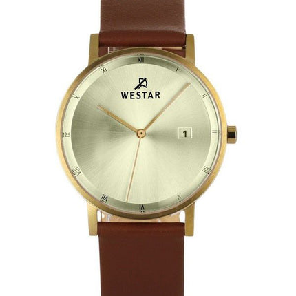 Westar Profile Leather Strap Light Champagne Dial Quartz 50221GPN122 Mens Watch