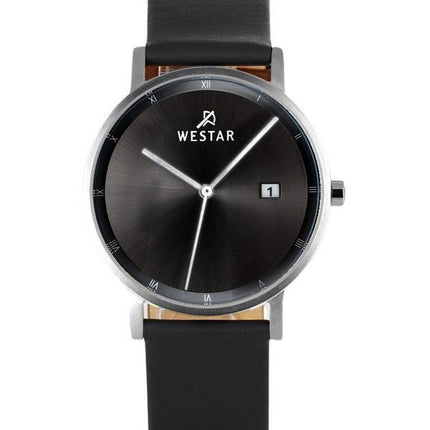 Westar Profile Leather Strap Black Dial Quartz 50221STN103 Mens Watch