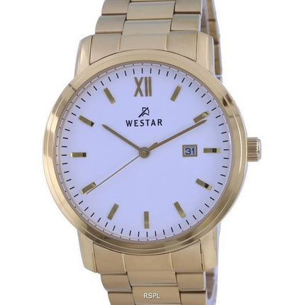 Westar White Dial Gold Tone Stainless Steel Quartz 50245 GPN 101 Mens Watch