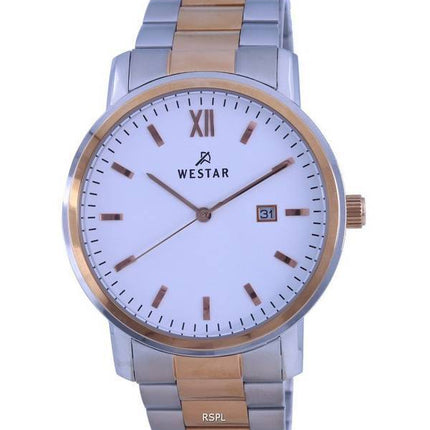 Westar White Dial Two Tone Stainless Steel Quartz 50245 SPN 601 Mens Watch