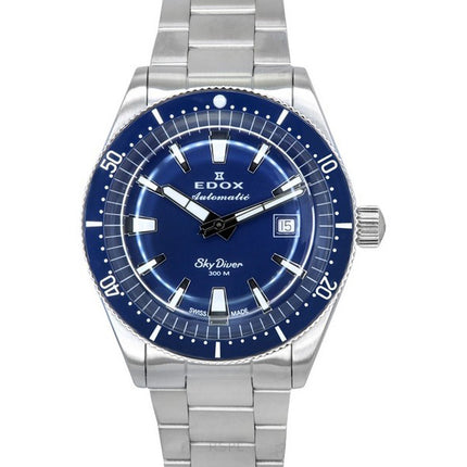 Edox Skydiver Date Limited Edition Stainless Steel Blue Dial Automatic Diver's 80126 3BUM BUIN 300M Men's Watch