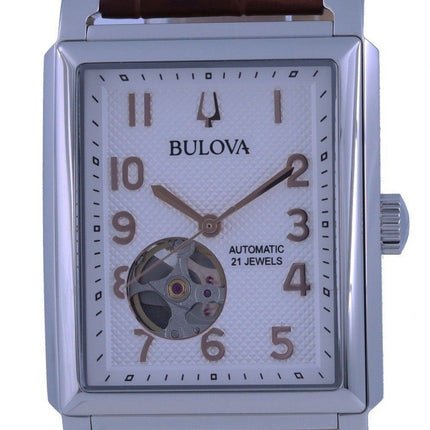 Bulova Sutton White Dial Leather Strap Automatic 96A268 Men's Watch