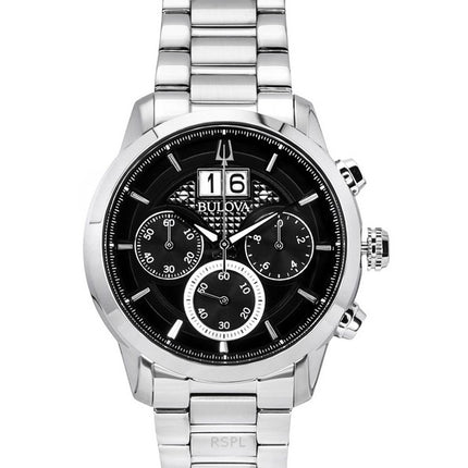 Bulova Sutton Big Date Chronograph Stainless Steel Black Dial Quartz 96B319 Men's Watch