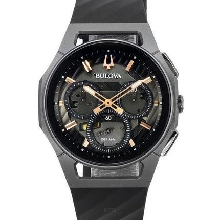 Bulova Curv Chronograph Rubber Strap Grey Dial Quartz 98A162 Mens Watch