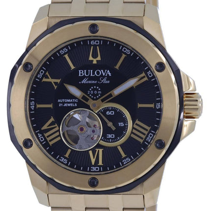 Bulova Marine Star Open Heart Black Dial Automatic Divers 98A273 200M Mens Watch