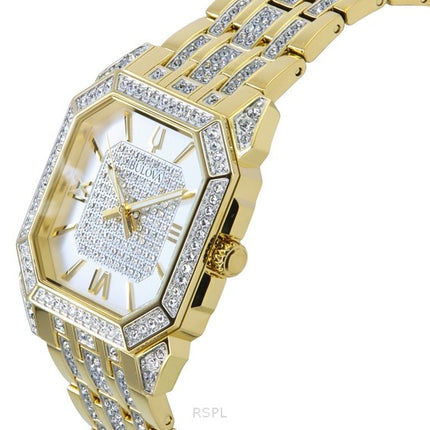 Bulova Octava Crystal Accents Gold Tone Stainless Steel Silver Dial Quartz 98A295 Men's Watch