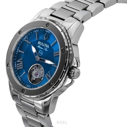 Bulova Marine Star Stainless Steel Open Heart Blue Dial Automatic 98L317 100M Women's Watch