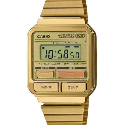 Casio Vintage Digital Gold Ion Plated Stainless Steel Quartz A120WEG-9A Unisex Watch