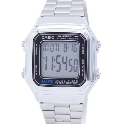 Casio Digital Stainless Steel Alarm Chrono Dual Time A178WA-1ADF A178WA-1A Men's Watch