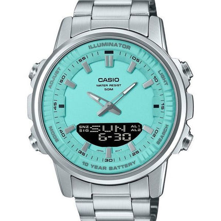 Casio Analog Digital Combination Stainless Steel Turquoise Dial Quartz AMW-880D-2A2V Mens Watch