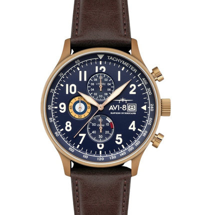 AVI-8 Hawker Hurricane Classic Chronograph Leather Strap Admiral Blue Dial Quartz AV-4011-0O Men's Watch