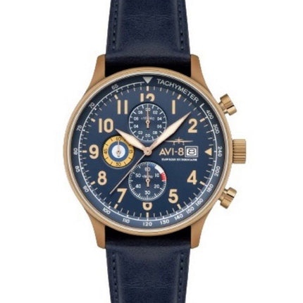 AVI-8 Hawker Hurricane Classic Chronograph Regent Blue Leather Strap Blue Dial Quartz AV-4011-0Q Men's Watch