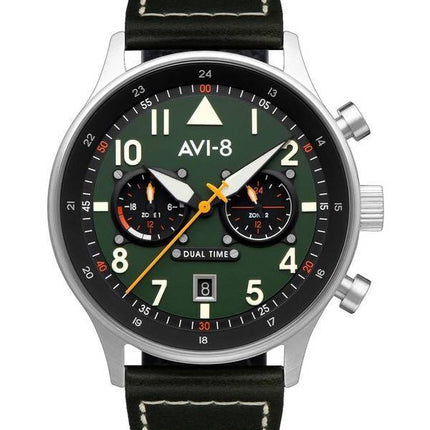 AVI-8 Hawker Hurricane Carey Dual Time Merville Green Dial Quartz AV-4088-02 Mens Watch