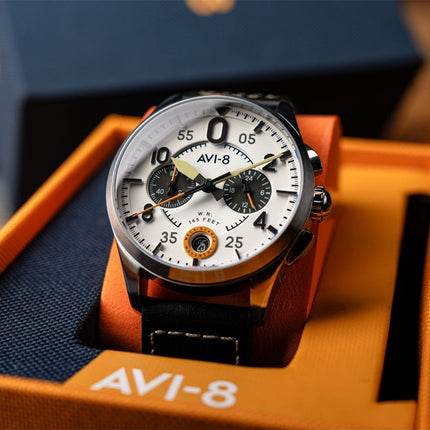 AVI-8 Spitfire Lock Chronograph Imperial War Museums Edition Bethlem White Dial Quartz AV-4089-0B Men's Watch