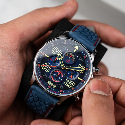 AVI-8 Hawker Typhoon Coningham Chronograph Rumbold Leather Strap Blue Dial Quartz AV-4093-0C Men's Watch