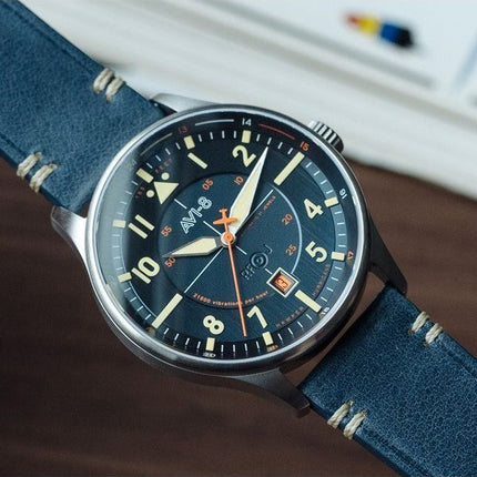 AVI-8 Hawker Hurricane Kent Automatic Sussex Leather Strap Blue Dial Automatic AV-4094-02 Men's Watch