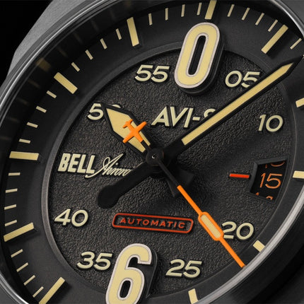 AVI-8 Bell X-1 Machbuster Automatic Leather Strap Iron Grey Dial AV-4115-06 Men's Watch