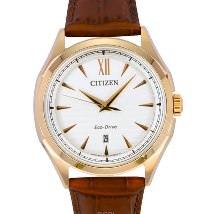 Citizen Eco-Drive Leather Strap White Dial AW1753-10A 100M Men's Watch