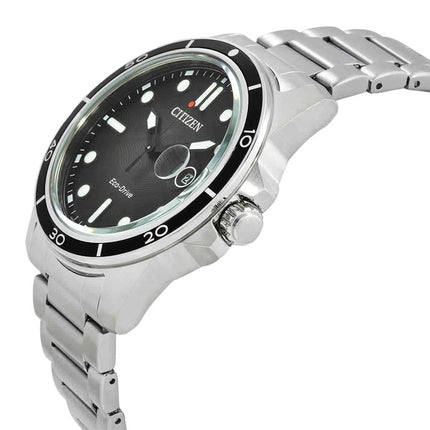 Citizen Marine Stainless Steel Black Dial Eco-Drive AW1816-89E 100M Men's Watch