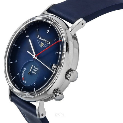 Bauhaus Classic Blue Leather Strap Dark Blue Dial Solar 21123 Men's Watch