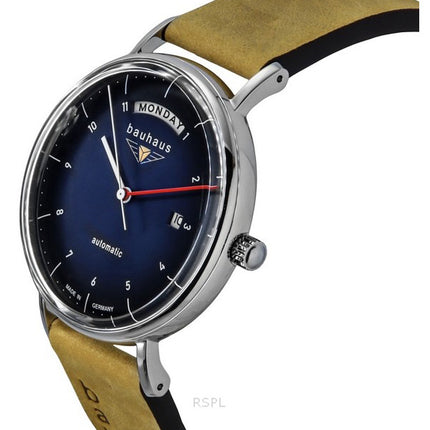 Bauhaus Classic Leather Strap Dark Blue Dial Automatic 21623 Men's Watch