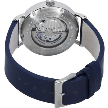 Bauhaus Classic Blue Leather Strap Dark Blue Open Heart Dial Automatic 21663 Men's Watch