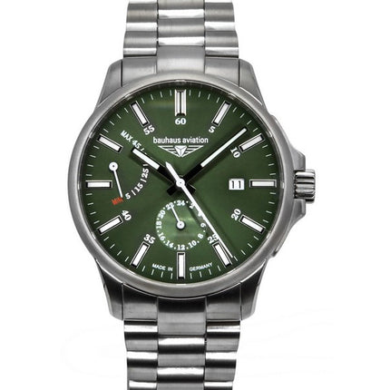 Bauhaus Aviation Titanium Dark Green Dial Automatic 2860M4 100M Men's Watch