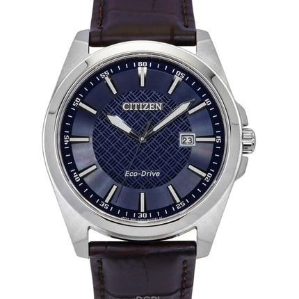 Citizen Eco-Drive Leather Strap Blue Dial BM7108-22L 100M Men's Watch