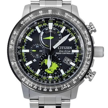 Citizen Promaster Geo Trekker Stainless Steel Black Dial Eco-Drive BY3006-53E 200M Men's Pilot Watch