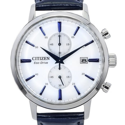 Citizen Eco-Drive Chronograph Leather Strap White Dial CA7069-16A Men's Watch