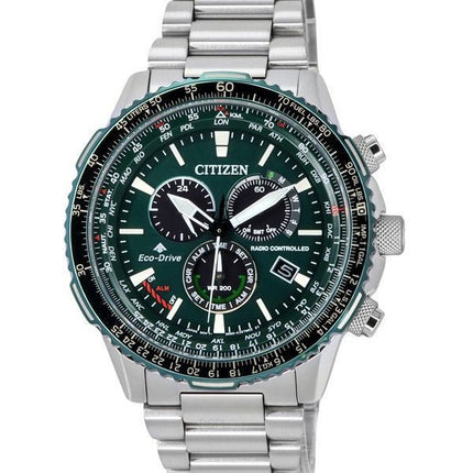 Citizen Promaster Sky A-T Radio Controlled Chronograph Green Dial Eco-Drive CB5004-59W 200M Men's Pilot Watch