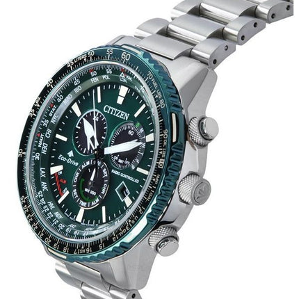 Citizen Promaster Sky A-T Radio Controlled Chronograph Green Dial Eco-Drive CB5004-59W 200M Men's Pilot Watch