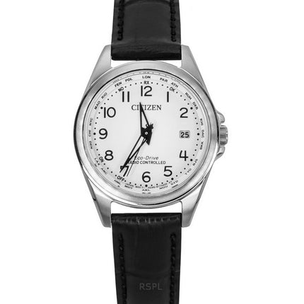 Citizen Radio Controlled Leather Strap White Dial Eco-Drive EC1180-14A 100M Women's Watch