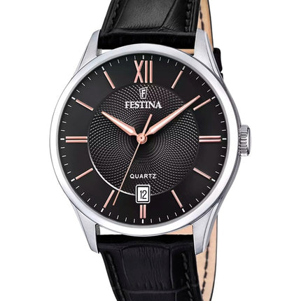 Festina Classics Leather Strap Black Dial Quartz F20426-6 Men's Watch