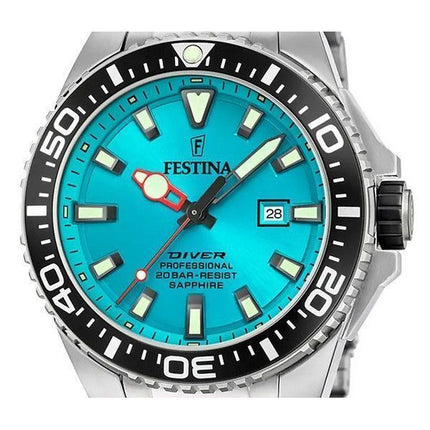 Festina Diver Stainless Steel Turquoise Dial Quartz F20663-5 200M Mens Watch