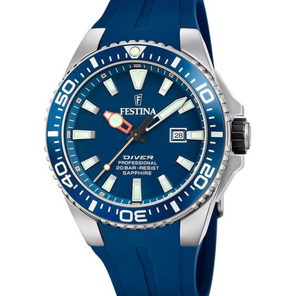 Festina The Originals Rubber Strap Blue Dial Quartz Diver's F20664-1 200M Men's Watch