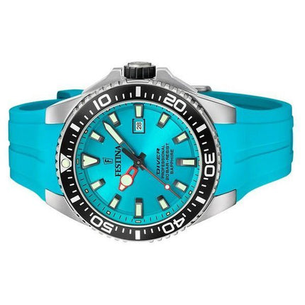 Festina Diver Rubber Strap Turquoise Dial Quartz F20664-5 200M Mens Watch