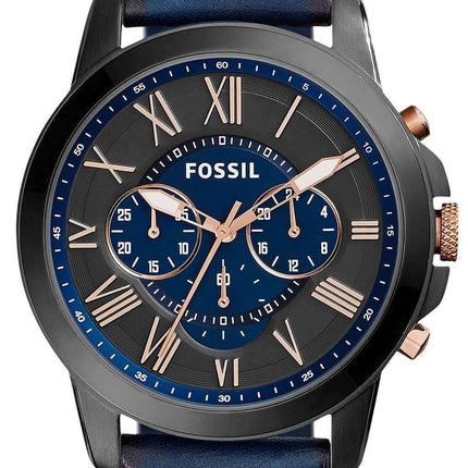 Fossil Grant Chronograph Black and Blue Dial Blue Leather FS5061 Men's Watch