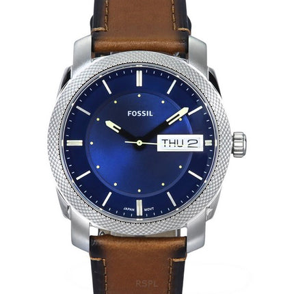 Fossil Machine Brown Leather Strap Blue Dial Quartz FS5920 Men's Watch