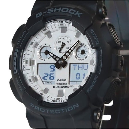 Casio G-Shock Analog Digital Resin Strap White Dial Quartz GA-100WD-1A 200M Men's Watch