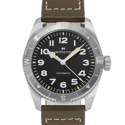 Hamilton Khaki Field Expedition Leather Strap Black Dial Automatic H70225830 100M Men's Watch