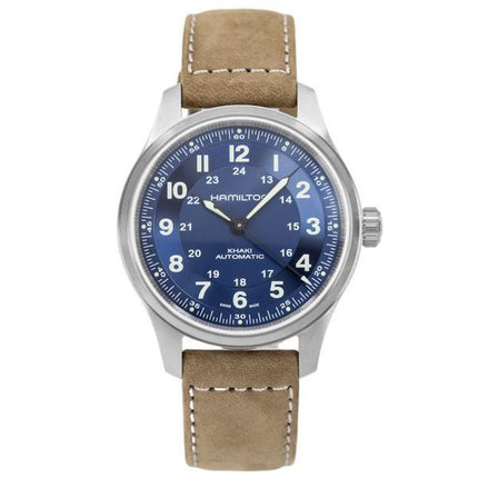 Hamilton Khaki Field Titanium Leather Strap Blue Dial Automatic H70545540 100M Men's Watch