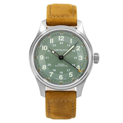 Hamilton Khaki Field Titanium Leather Strap Green Dial Automatic H70545560 100M Men's Watch