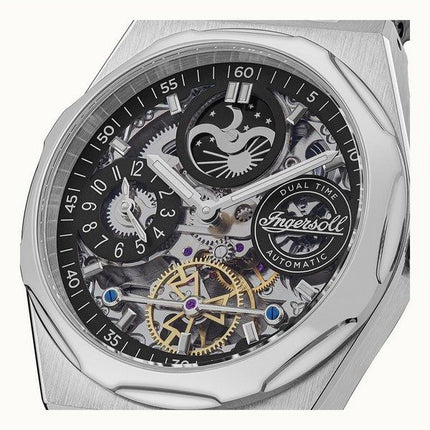 Ingersoll The Broadway Dual Time Black Skeleton Dial Automatic I12903 Mens Watch