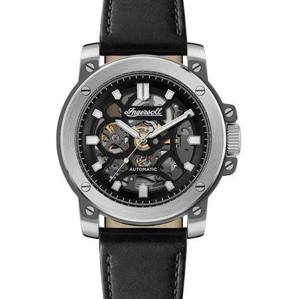 Ingersoll The Freestyle Leather Strap Skeleton Black Dial Automatic I14401 Men's Watch