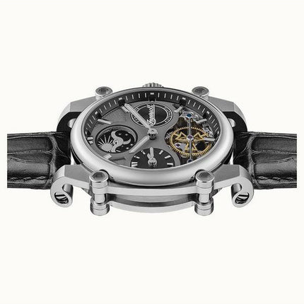 Ingersoll The Varsity Sun And Moon Phase Leather Strap Skeleton Grey Dial Automatic I15402 Men's Watch